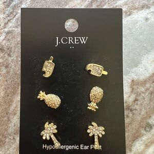 J. Crew Gold Pineapple and Palm Tree Earrings